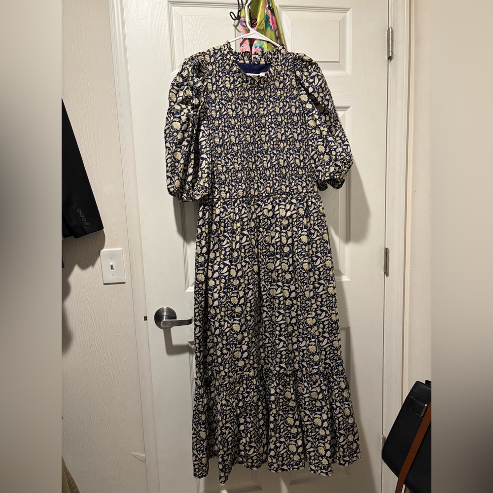 Navy and Tan Maxi Dress